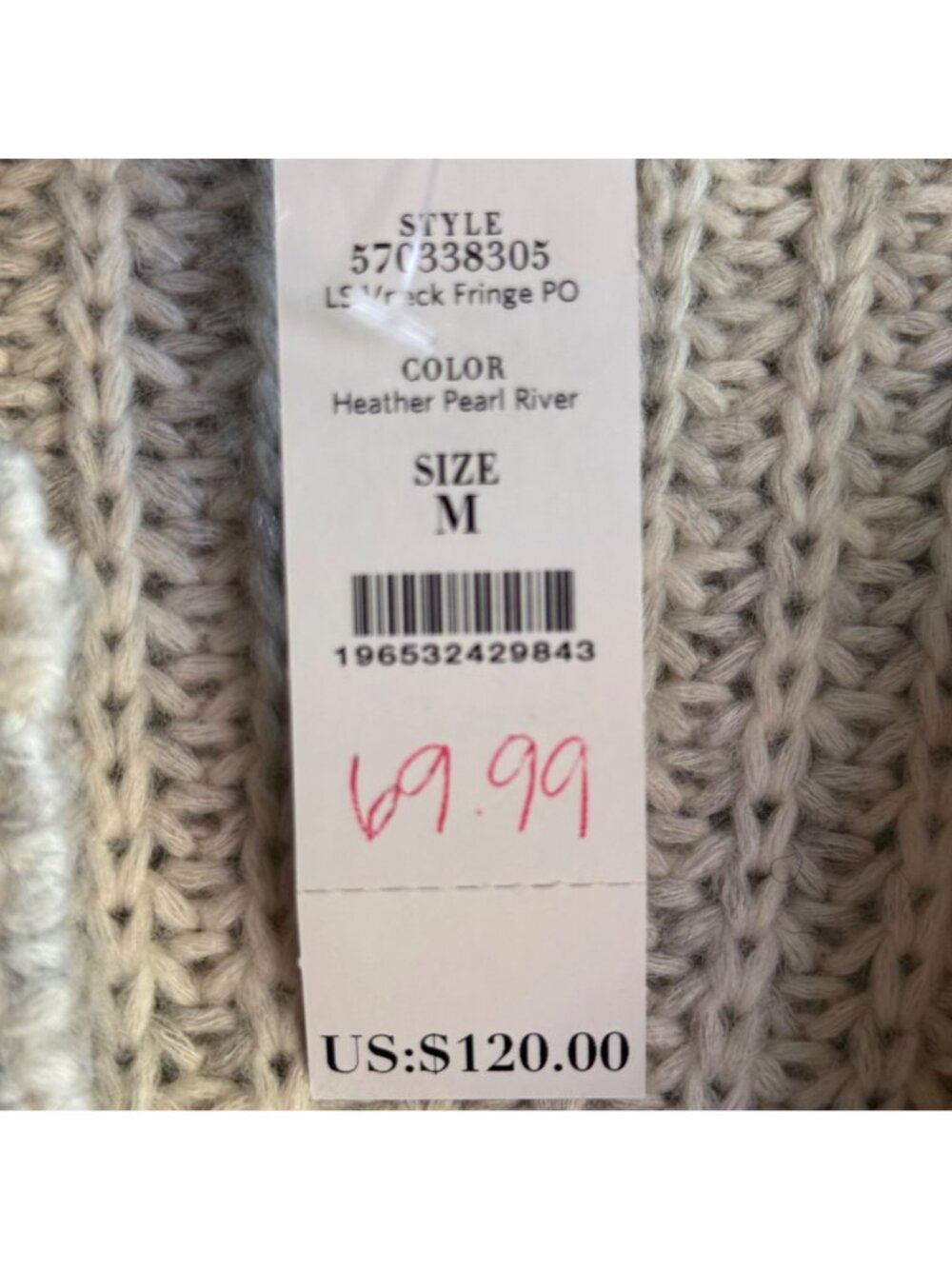 White House Black Market WHBM Sweater V-Neck LS Fringe Pullover Heather Medium - Picture 2 of 16